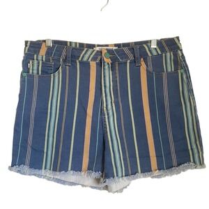 Judy Blue Mini Shorts Women XL Striped High Waisted Cut Off Stretch Everyday